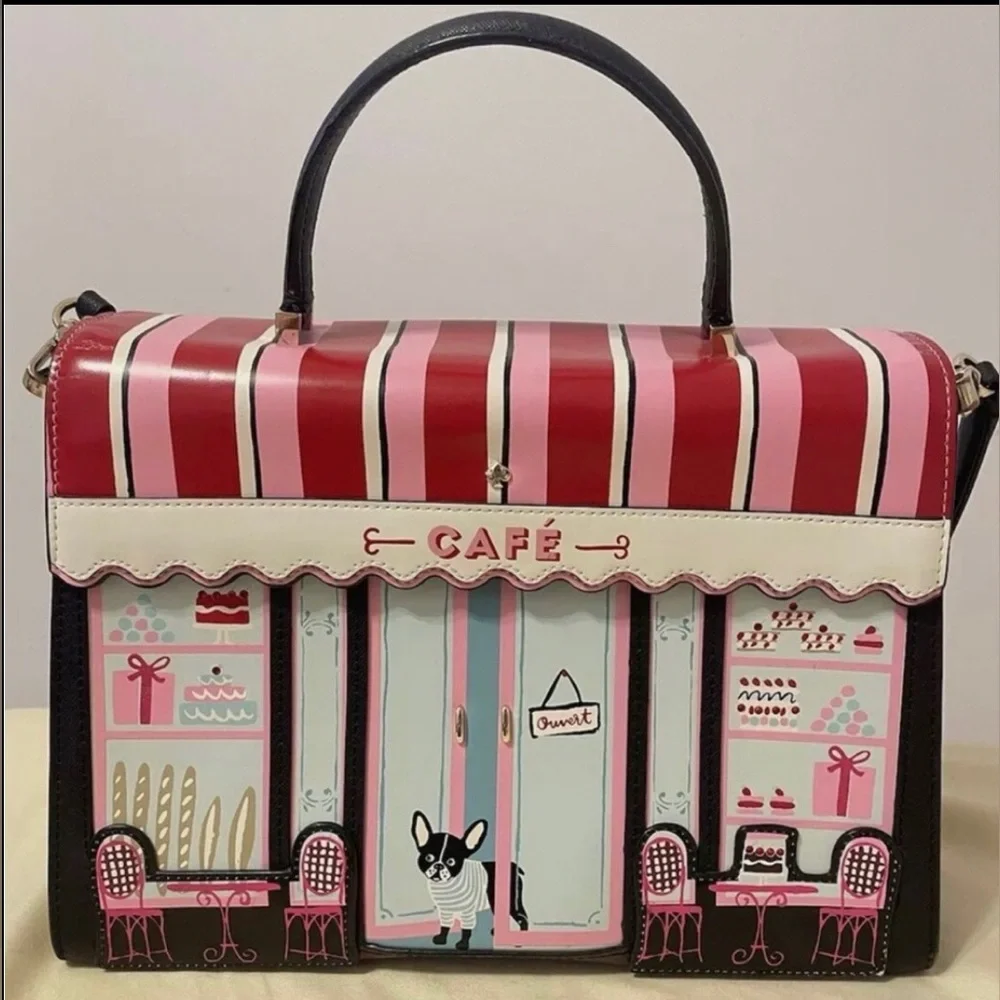 NWT Spade Ma Cherie Cafe Frenchie Dog Novelty Bag - Picture 4 of 14